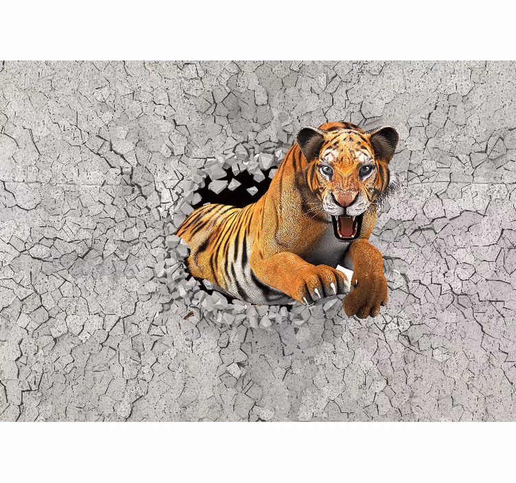 Katı 3d kaplan boyama duvar resmi - TenStickers