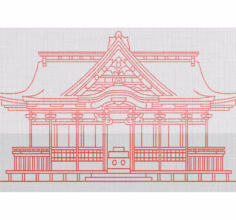 Kırmızı japonya geleneksel ev duvar resmi - TenStickers