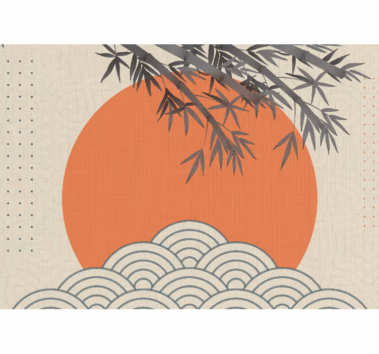 Zen duvar resim - bambulu ve turuncu güneş - TenStickers