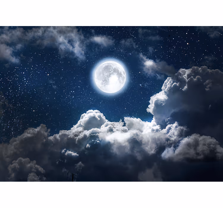 Güzel gece ay ve bulutlar duvar kağıdı - TenStickers