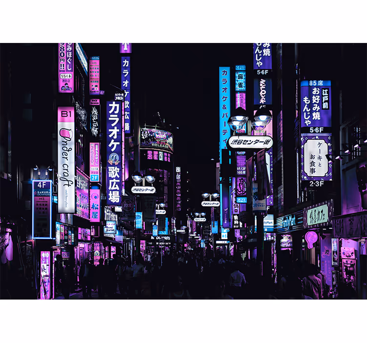 Moto scooter gece sokak yol duvar kağıdı - TenStickers