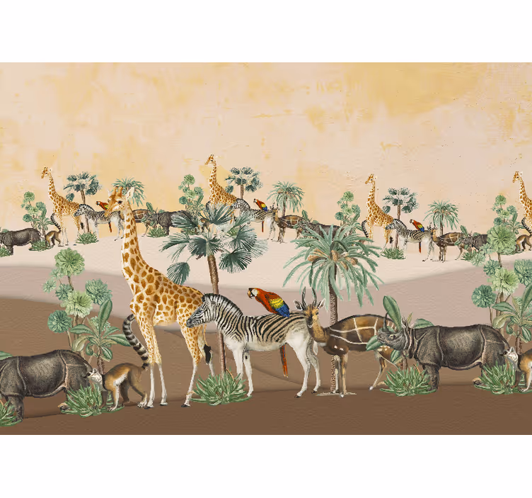 Afrika tarzı duvar resmi - safari yaban hayatı manzarası - TenStickers