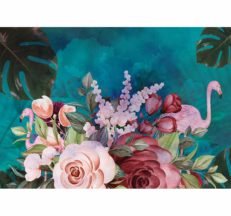 Çiçek duvar resim flamingo Çiçek aranjmanı - TenStickers