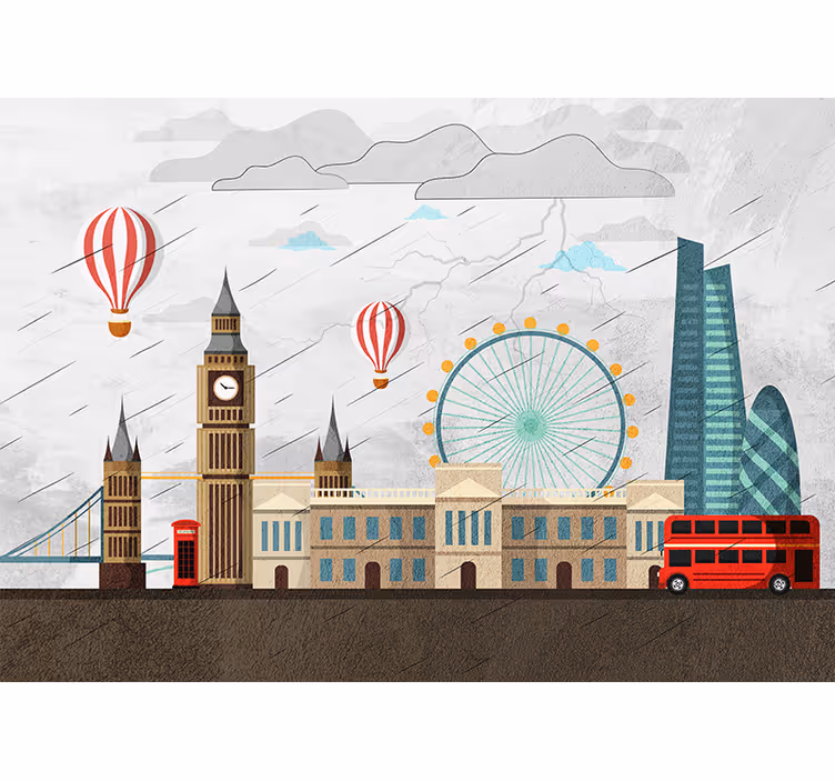 Londra duvar resmi - londra silueti macerası - TenStickers