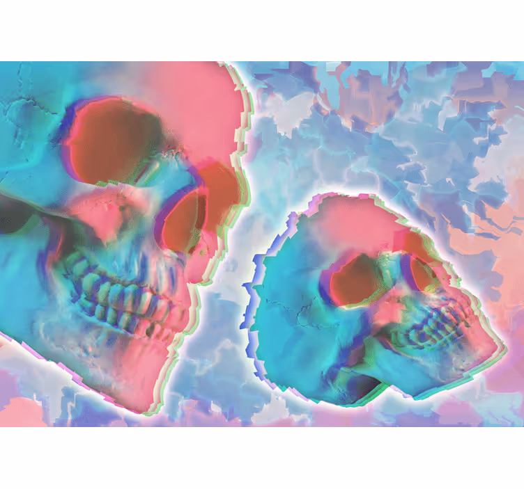 Psychedelic ölüm kafası duvar resmi - TenStickers