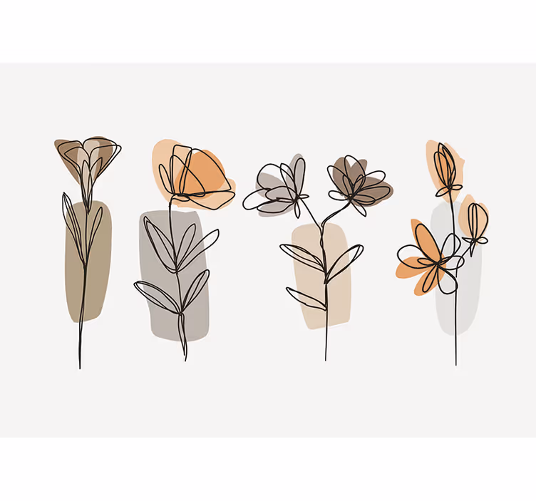 Minimalist tarz çiçek duvar halısı - TenStickers