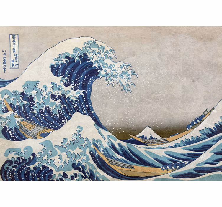 Eski tarz kanagawa boyası klasik sanat duvar halısı - TenStickers