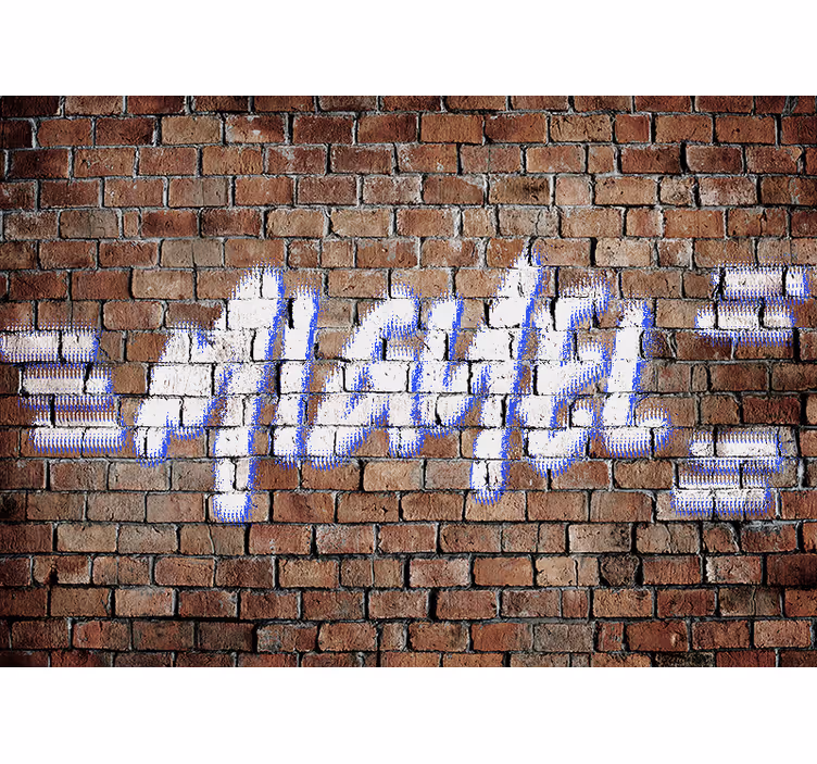Isimli tuğla graffitti genç yatak odası duvar halısı - TenStickers