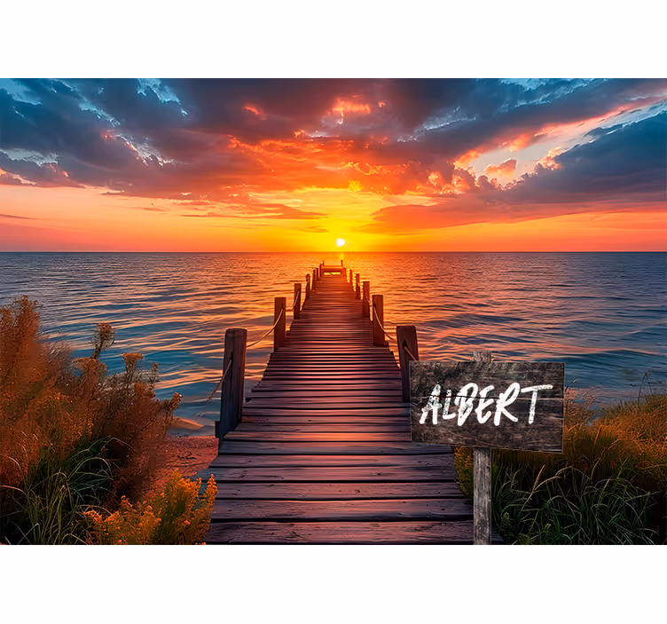 Gün batımı yol işareti adı genç yatak odası duvar halısı - TenStickers