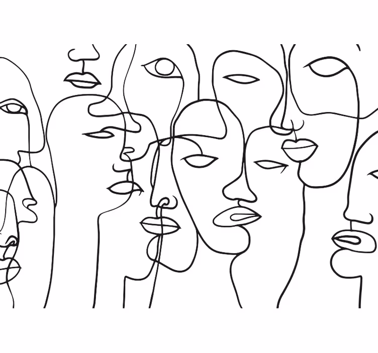 Yüz deseni soyut duvar halısı - TenStickers