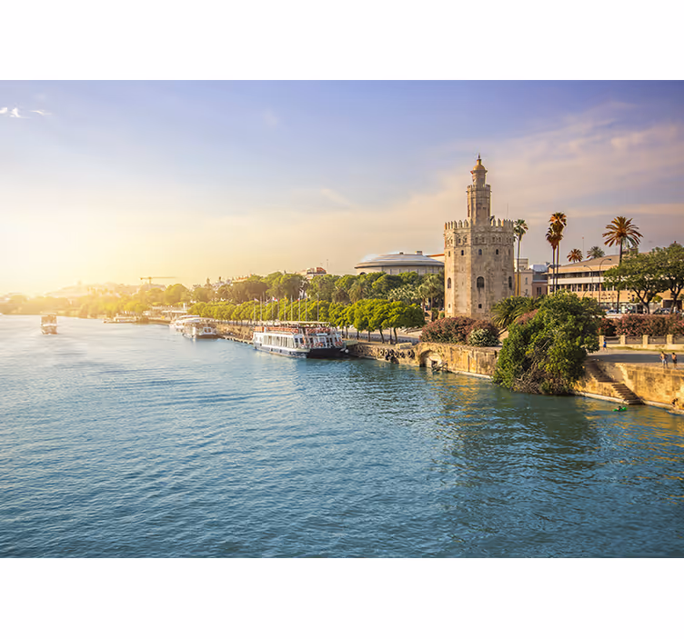 Sevilla nehir kenarı manzarası şehir ve ülke duvar resim - TenStickers