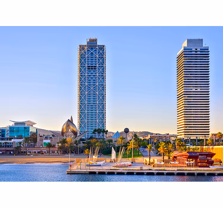 Kıyı manzarası Barcelona duvar reslim - TenStickers