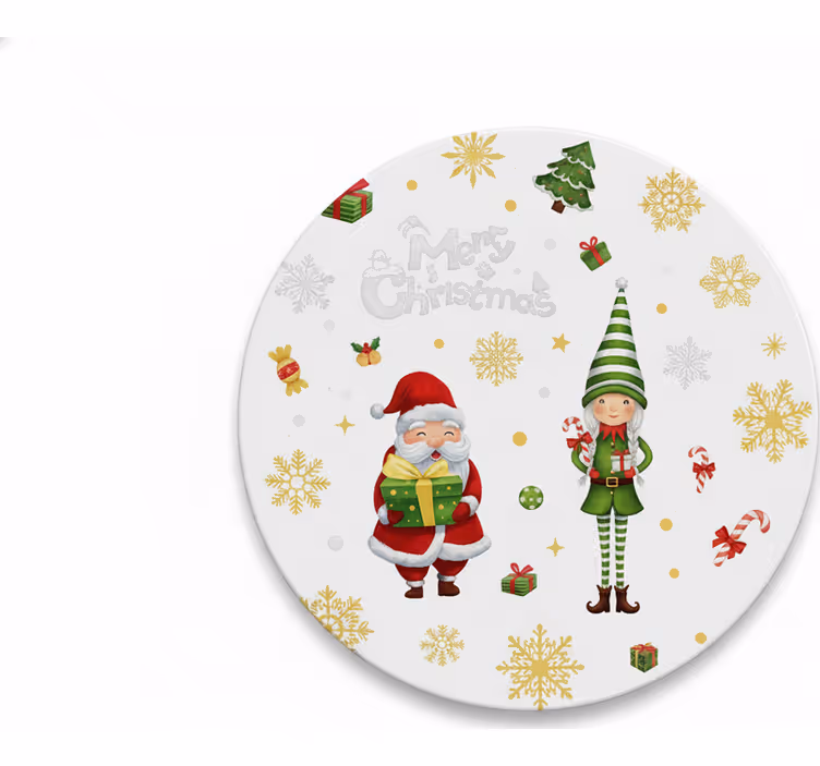 Noel bardak altlığı santa ve elf ile - TenStickers
