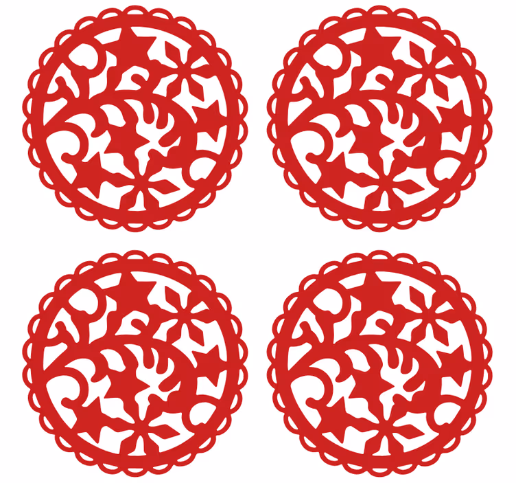Ucube bardak altlığı - karmaşık kırmızı desen - TenStickers