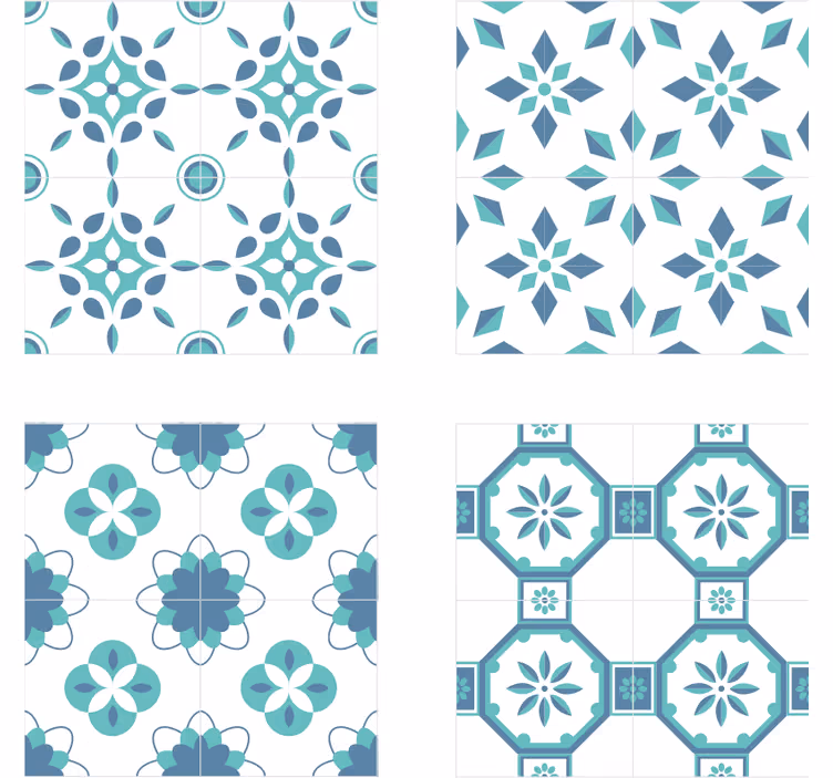 Mavi desenli çini bardak altlıkları - TenStickers