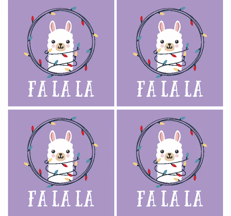 Noel bardak altlığı - neşeli lama tatili - TenStickers