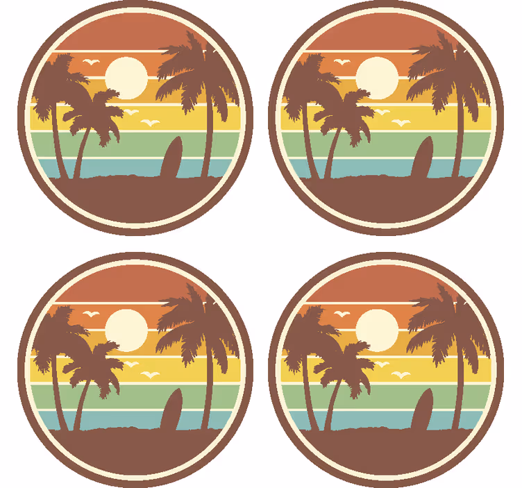 Retro sörf manzara içki bardak altlığı - TenStickers