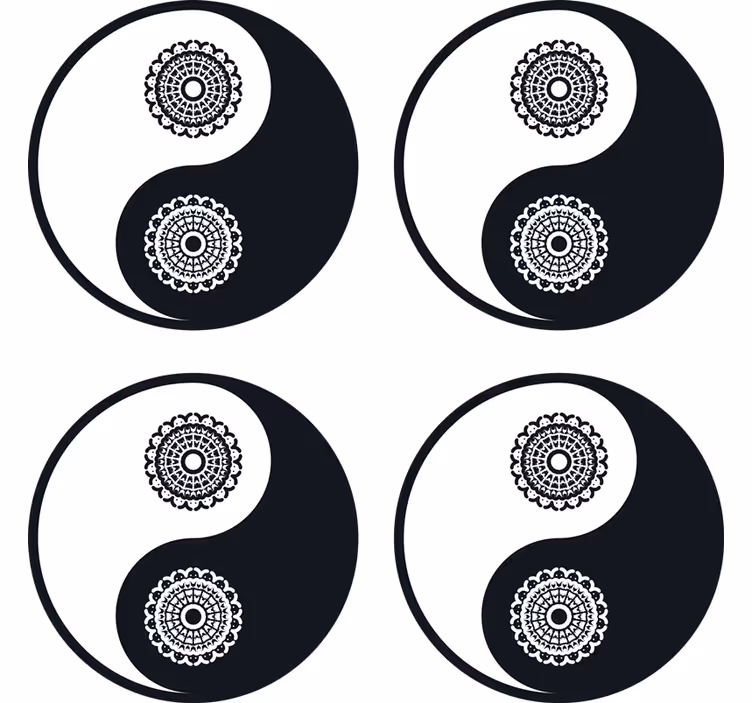Ying yang desenli bardak altlığı - TenStickers