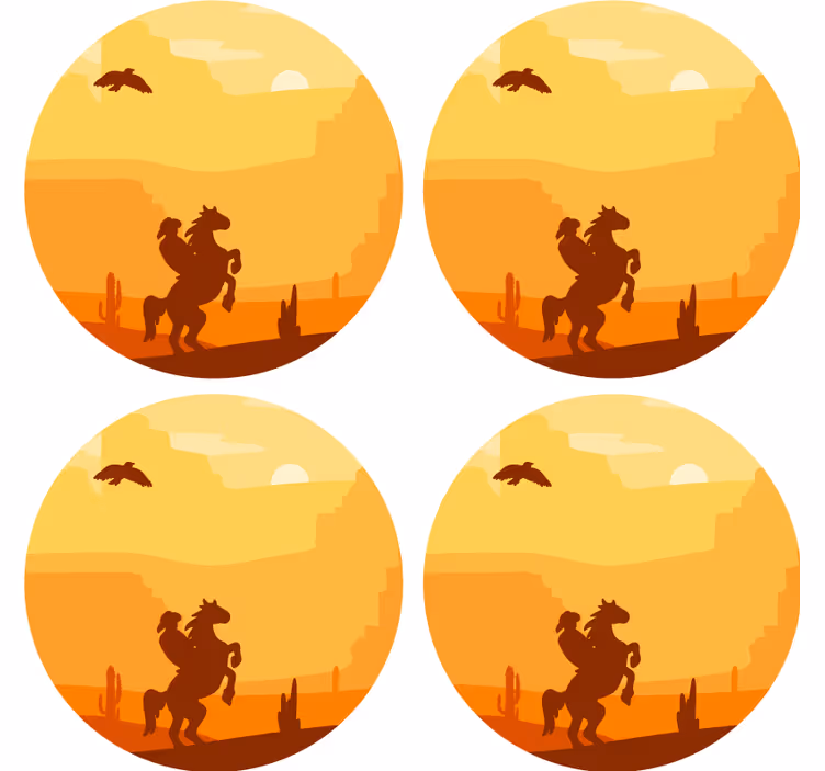 Kovboy manzara içki bardak altlığı - TenStickers
