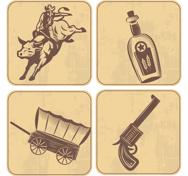 Vintage bardak altlığı rodeo cowboy retro sanatı - TenStickers