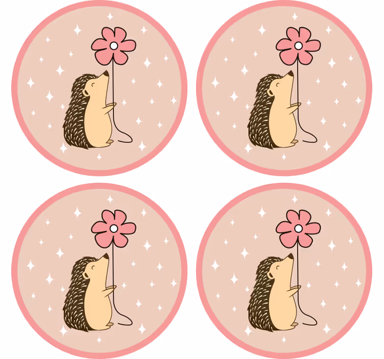 Kirpi ve papatya bardak altlığı - TenStickers