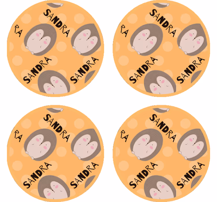 Sevimli kirpi desenli İsimli bardak altlığı - TenStickers