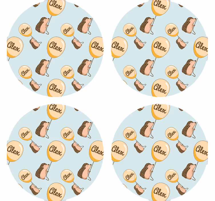 İsimli bardak altlığı eğlenceli kirpi desenleri - TenStickers
