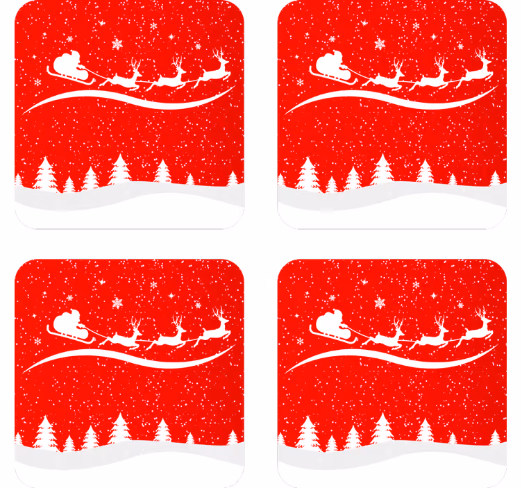 Noel bardak altlığı ren geyiği ile noel kızı kızıktığı - TenStickers