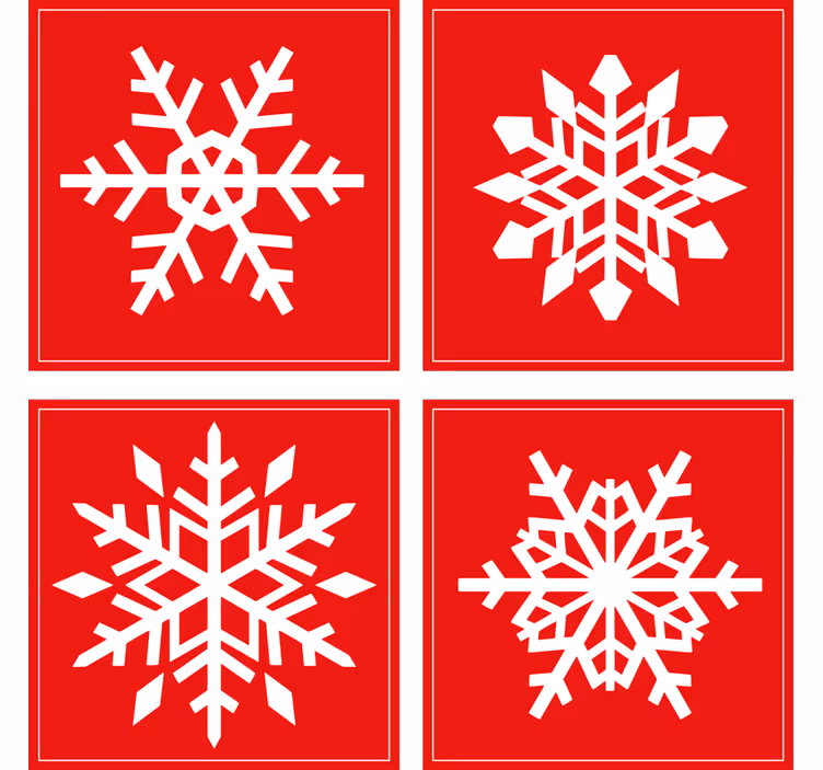 Kırmızı kar taneleri bardak altlığı içmek - TenStickers
