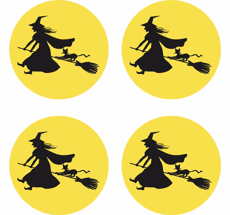 Cadı, ay ve kara kedi cadılar bayramı içki matı - TenStickers