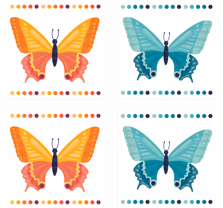 Ucube bardak altlığı renkli kelebek desenleri - TenStickers