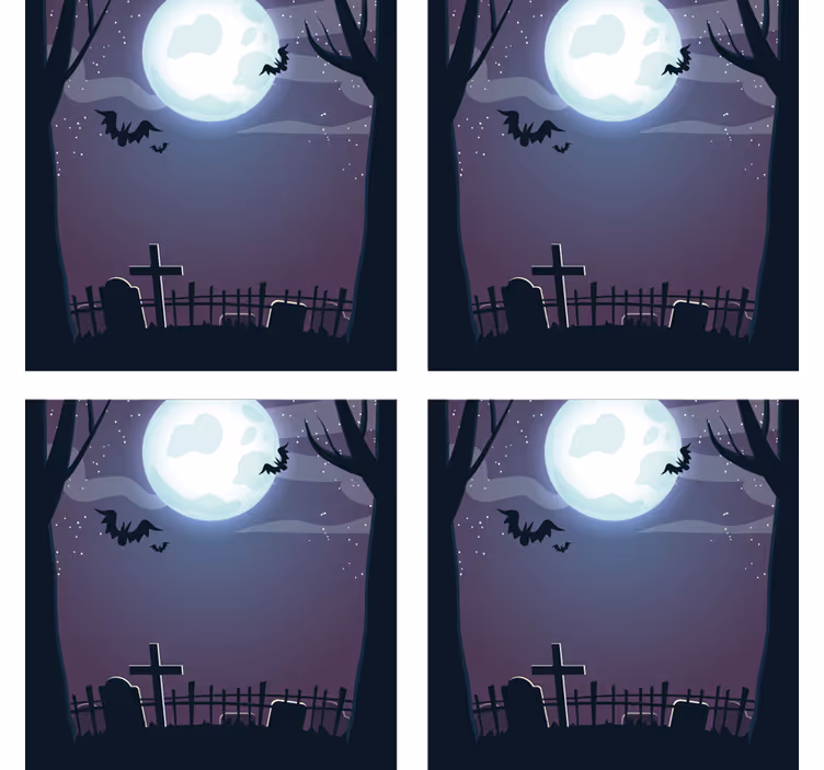 Cadılar bayramı bardak altlığı korkutucu gece manzarası - TenStickers