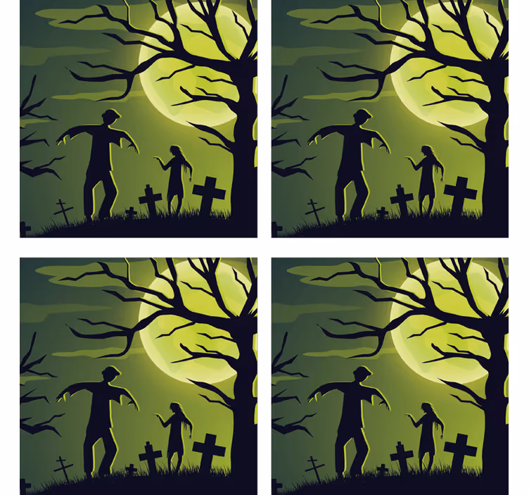Cadılar bayramı bardak altlığı ay işığındaki zombiler - TenStickers
