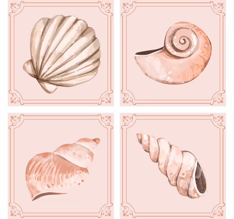 Deniz kabukları deniz kabuğu bardak altlıkları - TenStickers