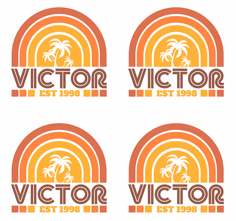 Retro palm trees emblem isimli bardak altlığı - TenStickers