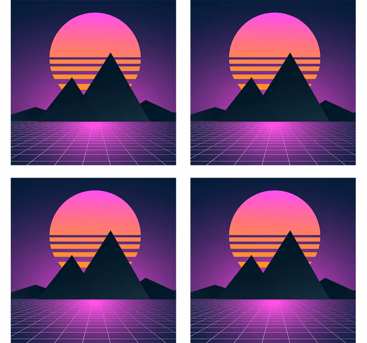 Modern bardak altlığı geometrik dağ günbatımı - TenStickers