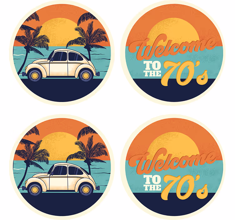 Vintage bardak altlığı retro kıyı manzarası - TenStickers