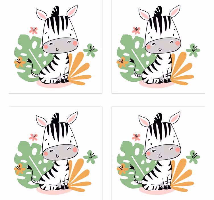 Ucube bardak altlığı sevimli zebra karakteri - TenStickers