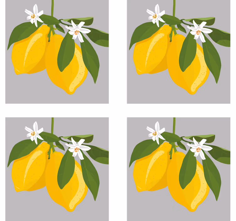Modern bardak altlığı sarı limonlar ve yapraklar - TenStickers