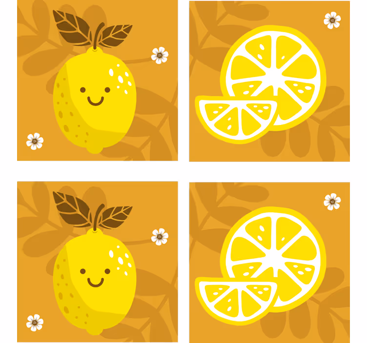 Ucube bardak altlığı neşeli limon ve narenciye - TenStickers