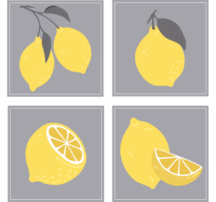 Bardak altlığı limon İllüstrasyonları seti - TenStickers