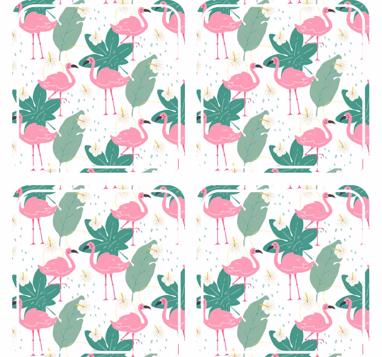 Ucube bardak altlığı yapraklı flamingo deseni - TenStickers