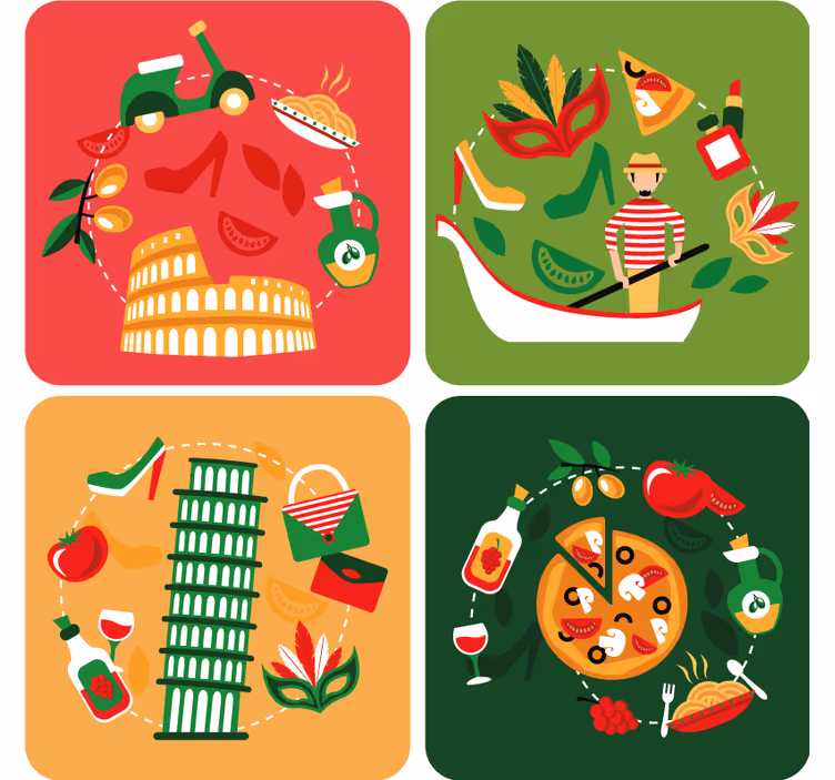 Italya'nın en ünlü simgeleri daha fazla bardak altlığı - TenStickers