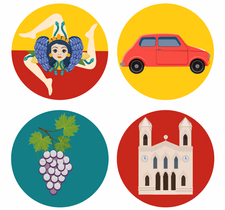 Modern bardak altlığı sicilya mitolojisi Üzümleri - TenStickers