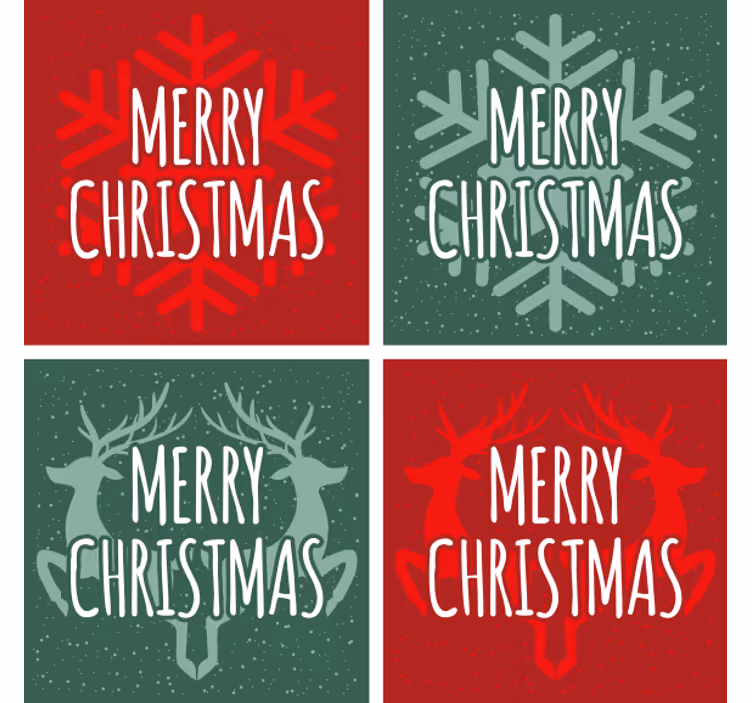 Yeşil ve kırmızı desenler Noel bardak altlığı - TenStickers
