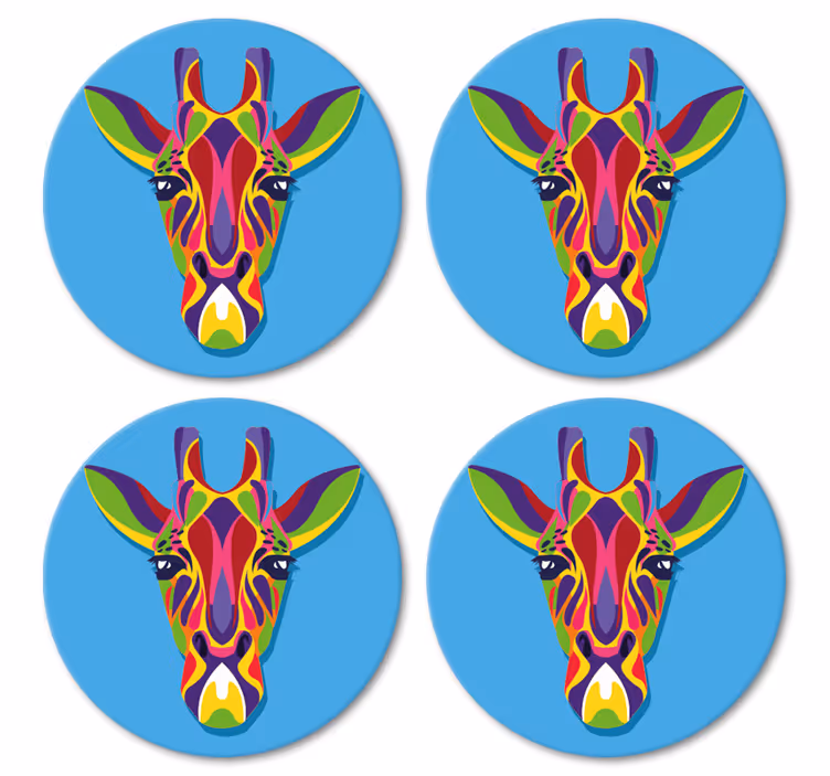 çok renkli zürafa boyama modern coaster - TenStickers