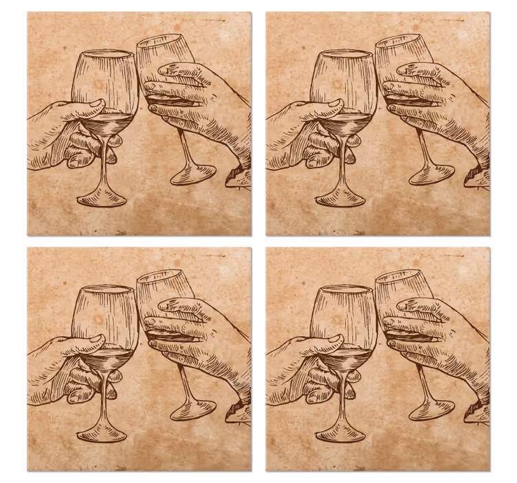 şarap severler vintage bardak altlığı - TenStickers