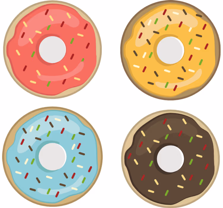Ucube bardak altlığı renkli donut tasarımları - TenStickers