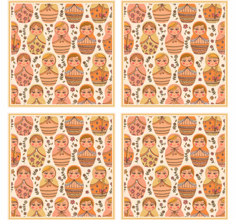 Ucube bardak altlığı - renkli matruşka bebek deseni - TenStickers