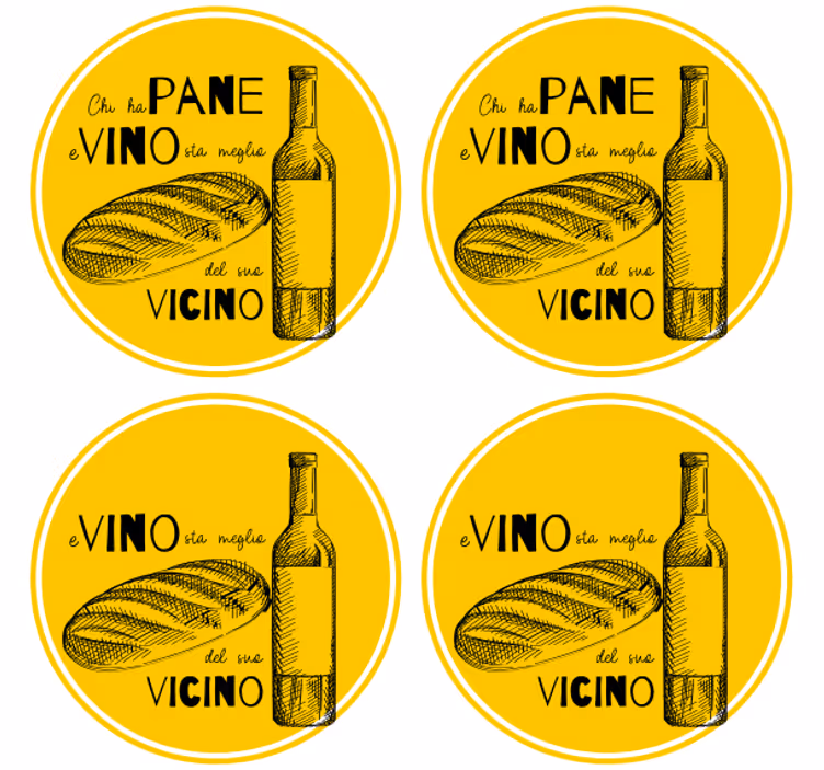 Wine Şişesi ve ekmek İsimli bardak altlığı - TenStickers
